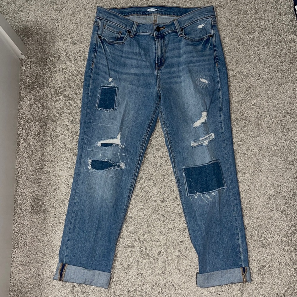 Light Denim Boyfriend Distressed Jeans